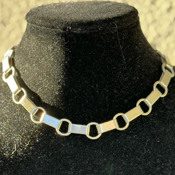 Rare sterling silver Versani necklace Avant Garde modernist chain - Picture 9 of 17